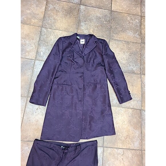 Vintage Y2K Womens 12  Silk Floral Over Coat Jacket & Pants  Suit Purple Fairy - Picture 5 of 16